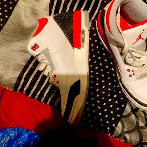 Jordan Nikes red black and grey